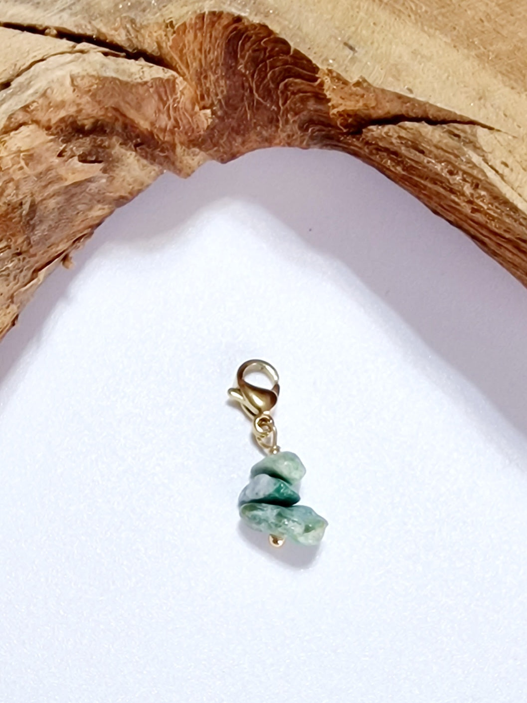 CHARM PIERRE AMAZONITE ACIER OR