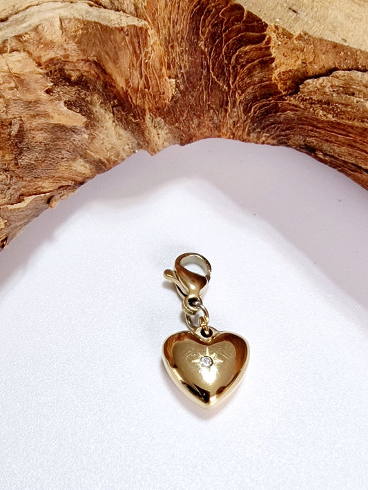 CHARM COEUR STRASS ACIER OT