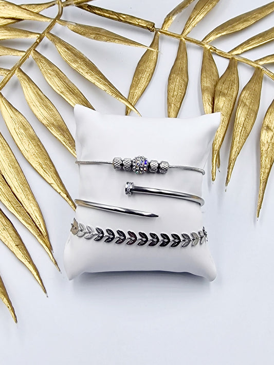 Trio de bracelets Dona acier argent