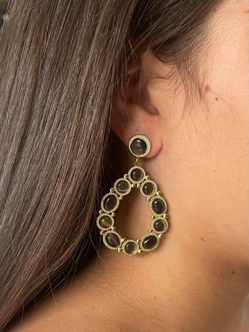 BOUCLES D'OREILLES KARA ACIER OR NOIR