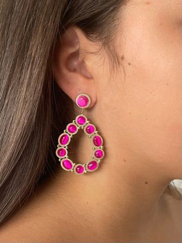 BOUCLES D'OREILLES KARA ACIER OR FUSHIA