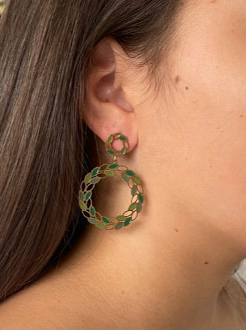 BOUCLES D'OREILLES ABBY ACIER OR ET VERT